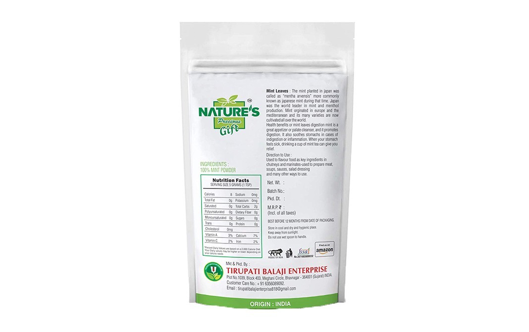 Nature's Gift Mint Leaves Powder    Pack  500 grams